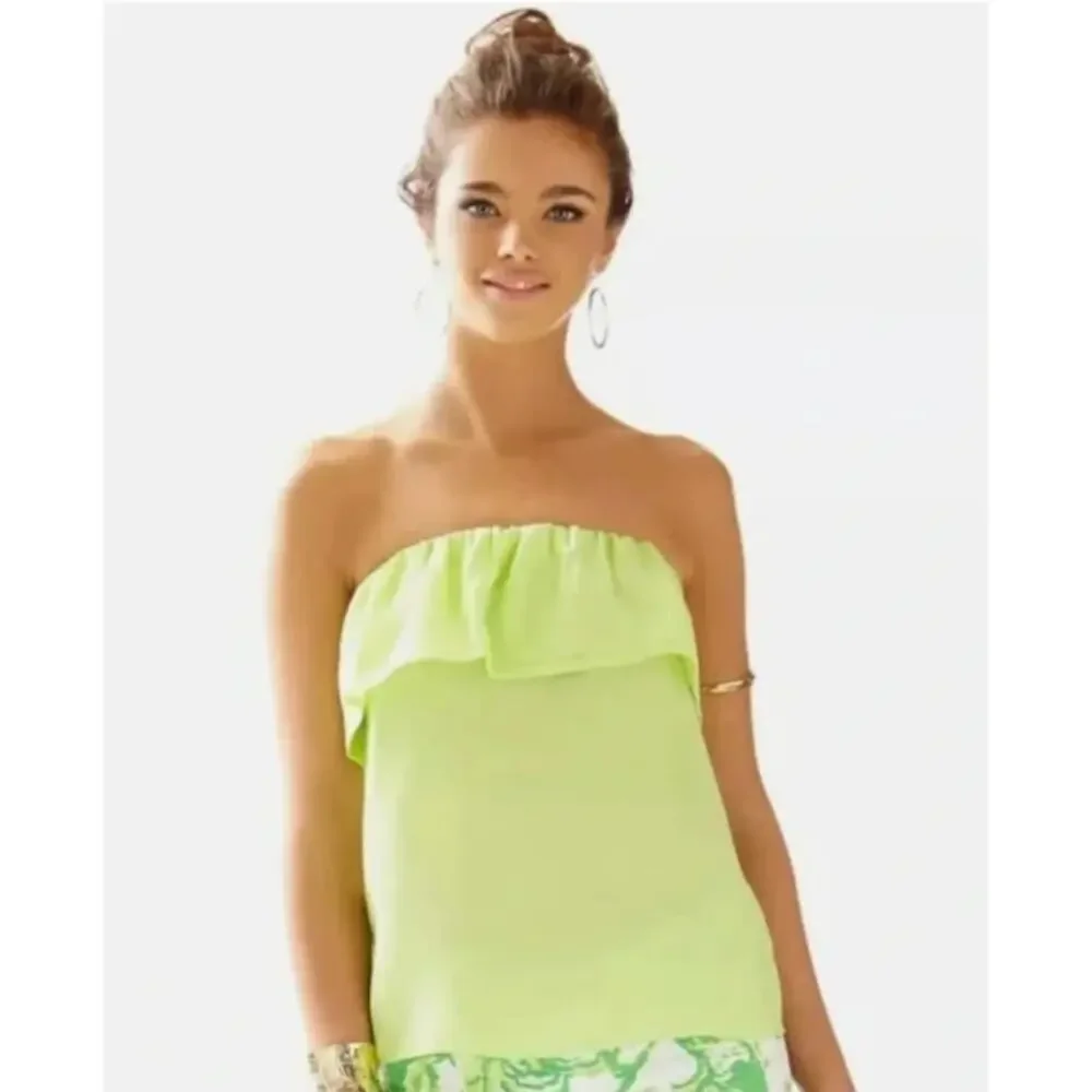 Lilly Pulitzer Women Silk Ginny Top Small Lime Green Coastal Y2K Summer Vacation - Picture 1 of 6